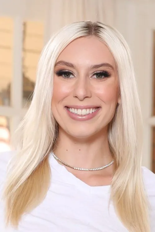 Kay Lovely portrait, straight blonde hair