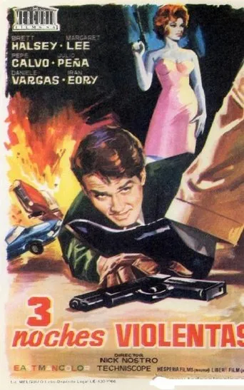 Póster de 3 noches violentas (1966) con Irán Eory