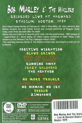 Póster de Bob Marley & The Wailers - Live At Harvard Stadium, Boston, 1979