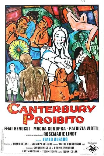 Póster de Canterbury prohibido (1972) con Guerrino Crivello como First vagabond (segment "Santa del Grande")