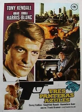 Póster de Comisario X y Tres panteras azules (1968) con Erwin Strahl como Insp. Lefevre