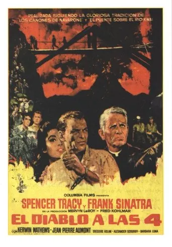 Póster de El diablo a las cuatro (1961) con Kerwin Mathews como Father Joseph Perreau