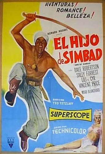 Póster de El hijo de Simbad (1955) con Suzanne Alexander como Harem Girl