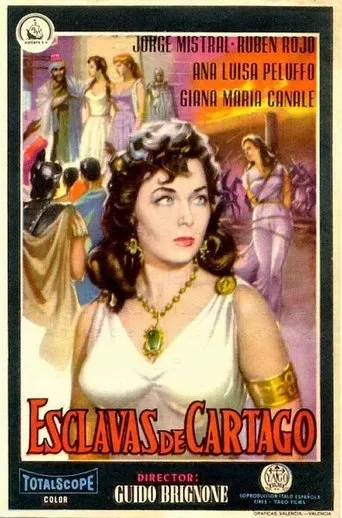 Póster de Esclavas de Cartago (1956) con Rubén Rojo como Flavius Metellus