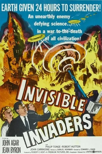 Póster de Invasores invisibles (1959) con John Agar como Maj. Bruce Jay