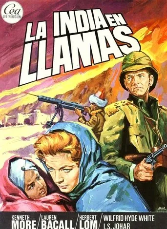 Póster de La India en llamas (1959) con I.S. Johar como Gupta