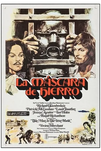 Póster de La máscara de hierro (1977) con Denis Lawson como Claude