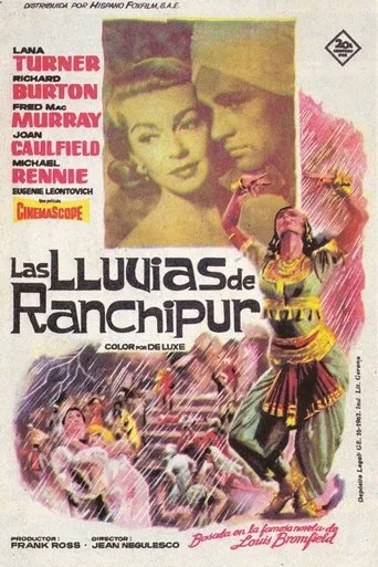 Póster de Las lluvias de Ranchipur (1955) con King Calder como Mr. Smiley