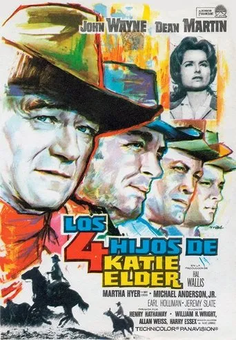 Póster de Los cuatro hijos de Katie Elder (1965) con John Wayne como John Elder