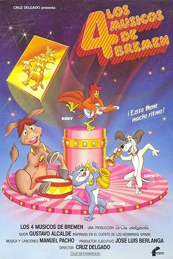 Póster de Los Cuatro Músicos de Bremen (1989) con Claudio Serrano como Burlón el gato