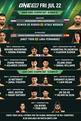 Póster de ONE 159: De Ridder vs. Bigdash