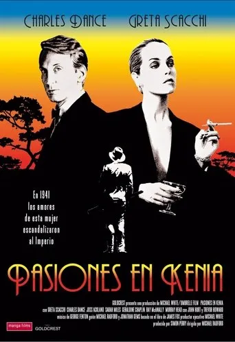 Póster de Pasiones en Kenia (1987) con Jacqueline Pearce como Idina Soltau