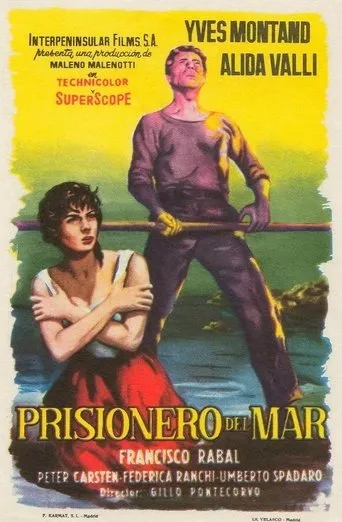 Póster de Prisionero del mar (1957) con Peter Carsten como Riva, 2nd Coast Guard Officer