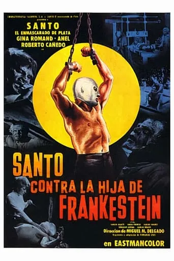 Póster de Santo contra la hija de Frankenstein (1972) con Carlos Suárez como Tuerto