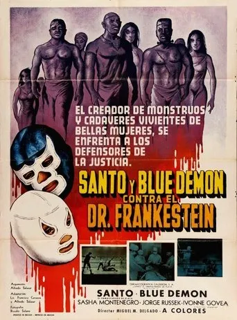 Póster de Santo y Blue Demon contra el doctor Frankenstein