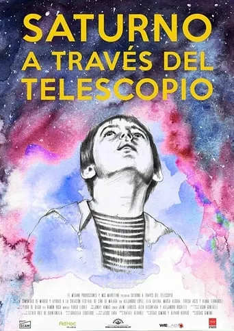 Póster de Saturno a través del telescopio