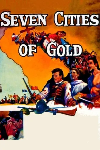 Póster de Siete ciudades de oro (1955) con Víctor Junco como Lt. Faces