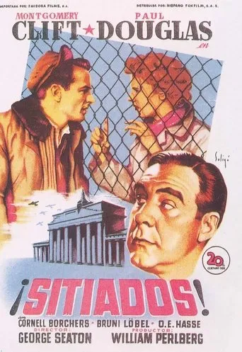 Póster de Sitiados (1950) con Montgomery Clift como Sgt. 1st Class Danny MacCullough