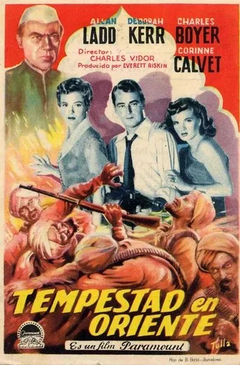 Póster de Tempestad en Oriente (1952) con Marc Cavell como Moti Lal